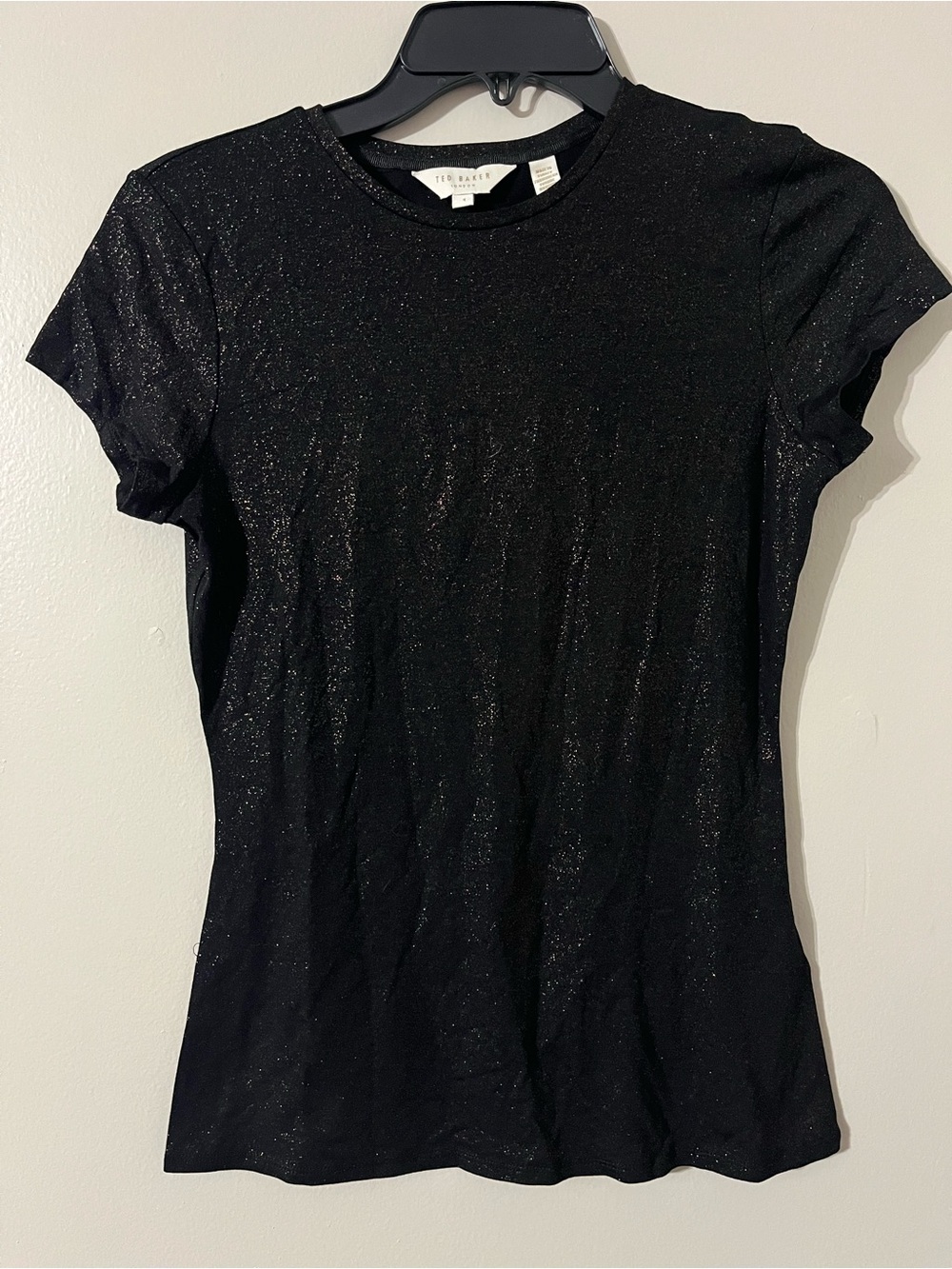 TED BAKER Black & Gold Shimmer Top Size 1 (US 2)